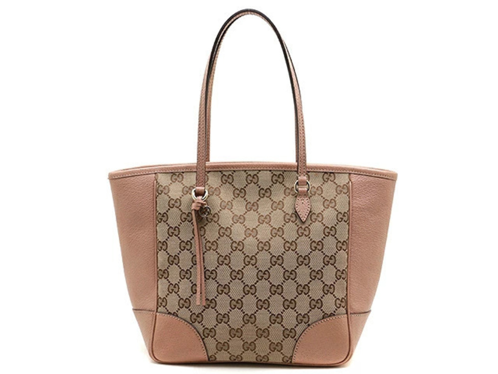 Gucci tote bag canvas embossed leather